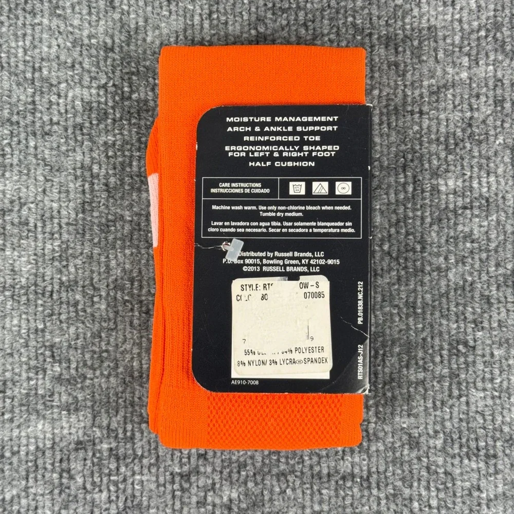 Russell Athletic Socks Kids Youth Size 9-2.5 All Sport Orange Baseball USA NEW‎